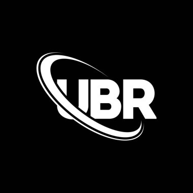 UBR logosu. UBR mektubu. UBR harf logosu tasarımı. Çember ve büyük harfli monogram logosuna bağlı UBR logosu. Teknoloji, iş ve emlak markası için UBR tipografisi.