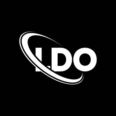 LDO logosu. LDO mektubu. LDO harfi logo tasarımı. Çember ve büyük harfli monogram logosuna bağlı ilk LDO logosu. Teknoloji, iş ve emlak markası için LDO tipografisi.