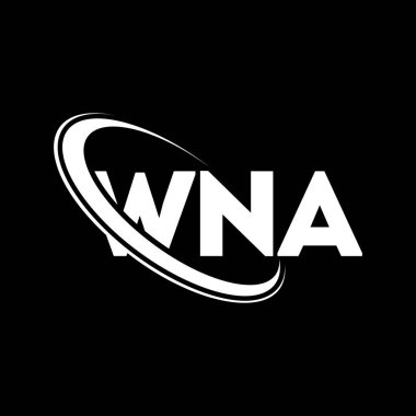 WNA logosu. WNA mektubu. WNA harfli logo tasarımı. Çember ve büyük harfli monogram logosuna bağlı WNA logosu. Teknoloji, iş ve emlak markası için WNA tipografisi.