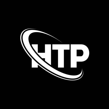 HTP logosu. HTP mektubu. HTP harf logosu tasarımı. Çember ve büyük harfli monogram logosuna bağlı HTP logosu. Teknoloji, iş ve emlak markası için HTP tipografisi.