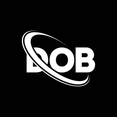 DOB logosu. Doğum belgesi. DOB harfi logo tasarımı. Çember ve büyük harfli monogram logosuna bağlı ilk DOB logosu. Teknoloji, iş ve emlak markası için DOB tipografisi.
