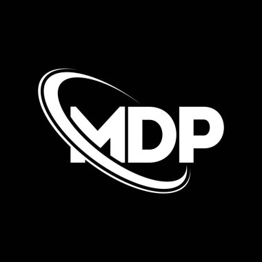 MDP logosu. MDP mektubu. MDP harf logosu tasarımı. Çember ve büyük harfli monogram logosuna bağlı baş harfler MDP logosu. Teknoloji, iş ve emlak markası için MDP tipografisi.