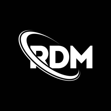 RDM logosu. RDM mektubu. RDM mektup logosu tasarımı. Çember ve büyük harfli monogram logosuyla birleştirilmiş RDM logosu. Teknoloji, iş ve emlak markası için RDM tipografisi.