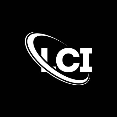 LCI logosu. LCI mektubu. LCI harf logosu tasarımı. Çember ve büyük harfli monogram logosuna bağlı ilk LCI logosu. Teknoloji, iş ve emlak markası için LCI tipografisi.