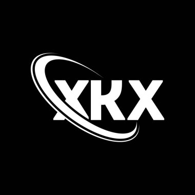 XKX logosu. XKX harfi. XKX harfli logo tasarımı. Çember ve büyük harfli monogram logosuna bağlı XKX logosu. Teknoloji, iş ve emlak markası için XKX tipografisi.
