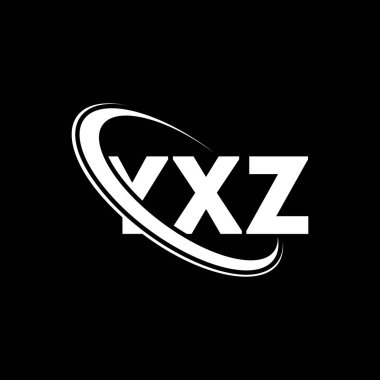 YXZ logosu. YXZ harfi. YXZ harf logosu tasarımı. Çember ve büyük harfli monogram logosuna bağlı baş harfler YXZ logosu. Teknoloji, iş ve emlak markası için YXZ tipografisi.