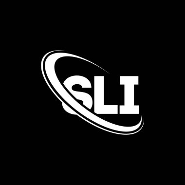 SLI logosu. SLI mektubu. SLI harf logosu tasarımı. Çember ve büyük harfli monogram logosuna bağlı SLI logosu. Teknoloji, iş ve emlak markası için SLI tipografisi.