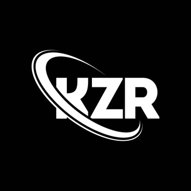 KZR logosu. KZR mektubu. KZR harf logosu tasarımı. Çember ve büyük harfli monogram logosuna bağlı baş harfler KZR logosu. Teknoloji, iş ve emlak markası için KZR tipografisi.