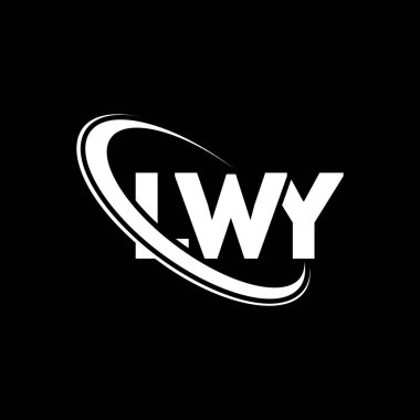LWY logosu. LWY mektubu. LWY harf logosu tasarımı. Çember ve büyük harfli monogram logosuyla birleştirilmiş LWY logosu. Teknoloji, iş ve emlak markası için LWY tipografisi.