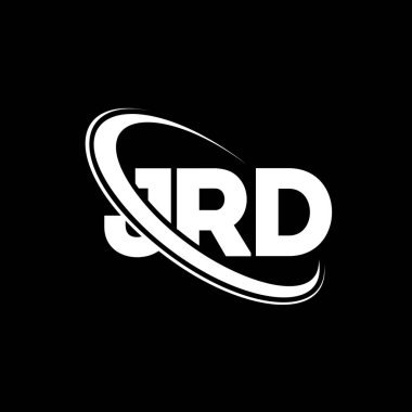 JRD logosu. JRD mektubu. JRD mektup logosu tasarımı. Çember ve büyük harfli monogram logosuna bağlı JRD logosu. Teknoloji, iş ve emlak markası için JRD tipografisi.