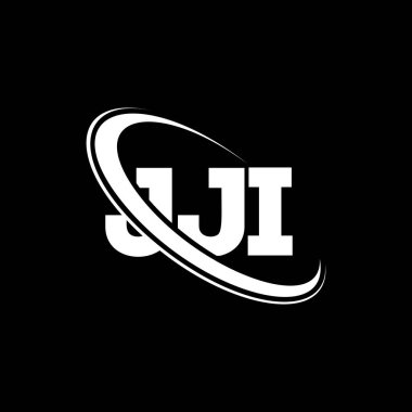 JJI logosu. JJI mektubu. JJI harf logosu tasarımı. Çember ve büyük harfli monogram logosuna bağlı JJI logosu. Teknoloji, iş ve emlak markası için JJI tipografisi.