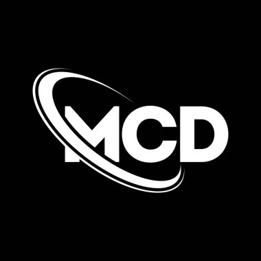 MCD logosu. MCD mektubu. MCD harfli logo tasarımı. Çember ve büyük harfli monogram logosuna bağlı baş harfler MCD logosu. Teknoloji, iş ve emlak markası için MCD tipografisi.