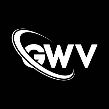 GWV logosu. GWV mektubu. GWV harf logosu tasarımı. Çember ve büyük harfli monogram logosuyla birleştirilmiş GWV logosu. Teknoloji, iş ve emlak markası için GWV tipografisi.