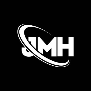 JMH logosu. JMH mektubu. JMH mektup logosu tasarımı. Çember ve büyük harfli monogram logosuna bağlı baş harfler JMH logosu. Teknoloji, iş ve emlak markası için JMH tipografisi.