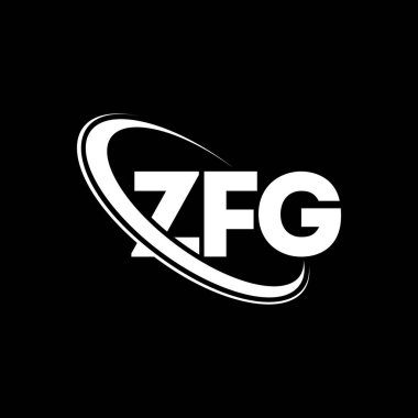 ZFG logosu. ZFG mektubu. ZFG harf logosu tasarımı. Çember ve büyük harfli monogram logosuna bağlı baş harfler ZFG logosu. Teknoloji, iş ve emlak markası için ZFG tipografisi.