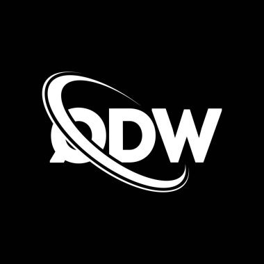 QDW logosu. QDW mektubu. QDW harf logo tasarımı. Çember ve büyük harfli monogram logosuyla birleştirilmiş QDW logosu. Teknoloji, iş ve emlak markası için QDW tipografisi.