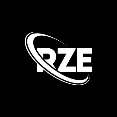 RZE logosu. RZE harfi. RZE harf logosu tasarımı. Çember ve büyük harfli monogram logosuna bağlı RZE logosu. Teknoloji, iş ve emlak markası için RZE tipografisi.