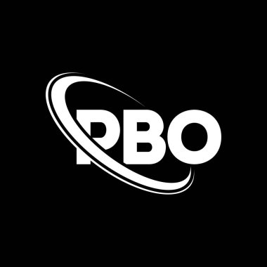 PBO logosu. PBO mektubu. PBO harf logosu tasarımı. Çember ve büyük harfli monogram logosuna bağlı baş harfler. Teknoloji, iş ve emlak markası için PBO tipografisi.