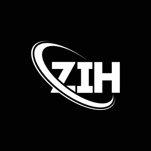 Zihロゴ Zihレター Zihレターロゴデザイン 初期のZihロゴはサークルロゴと大文字のモノグラムロゴがリンクされています テクノロジー ビジネス 不動産ブランドのためのZihタイポグラフィ — ストックベクタ