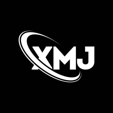 XMJ logosu. XMJ mektubu. XMJ harf logosu tasarımı. Çember ve büyük harfli monogram logosuna bağlı XMJ logosu. Teknoloji, iş ve emlak markası için XMJ tipografisi.