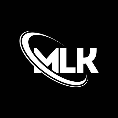 MLK logosu. MLK mektubu. MLK mektup logosu tasarımı. Çember ve büyük harfli monogram logosuyla birleştirilmiş MLK logosu. Teknoloji, iş ve emlak markası için MLK tipografisi.