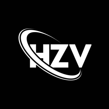 HZV logosu. HZV harfi. HZV harf logosu tasarımı. Çember ve büyük harfli monogram logosuna bağlı HZV logosu. Teknoloji, iş ve emlak markası için HZV tipografisi.