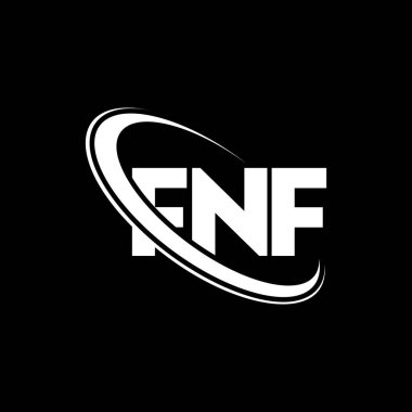 FNF logosu. FNF mektubu. FNF mektup logosu tasarımı. Çember ve büyük harfli monogram logosuna bağlı FNF logosu. Teknoloji, iş ve emlak markası için FNF tipografisi.