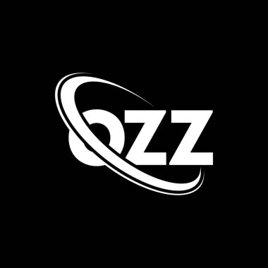OZZ logosu. ÖzZ harfi. OZZ harf logosu tasarımı. Çember ve büyük harfli monogram logosuna bağlı OZZ logosu. Teknoloji, iş ve emlak markası için OZZ tipografisi.