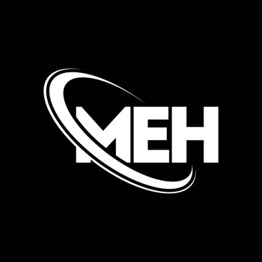 MEH logosu. MEH harfi. MEH harf logosu tasarımı. Çember ve büyük harfli monogram logosuyla birleştirilmiş MEH logosu. Teknoloji, iş ve emlak markası için MEH tipografisi.