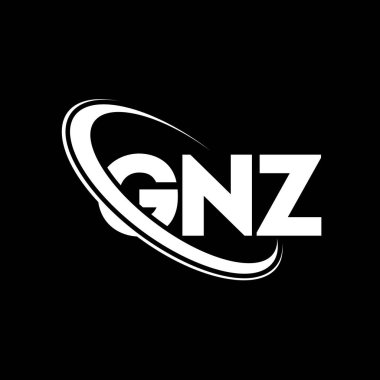 GNZ logosu. GNZ harfi. GNZ harf logosu tasarımı. Çember ve büyük harfli monogram logosuyla birleştirilmiş GNZ logosu. Teknoloji, iş ve emlak markası için GNZ tipografisi.