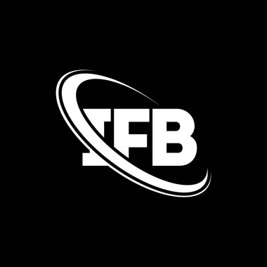 IFB logosu. IFB mektubu. IFB harfli logo tasarımı. Daireye ve büyük harfli monogram logosuna bağlı ilk IFB logosu. Teknoloji, iş ve emlak markası için IFB tipografisi.