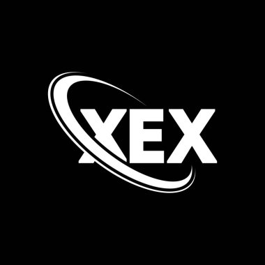 XEX logosu. XEX harfi. XEX harfli logo tasarımı. Çember ve büyük harfli monogram logosuyla birleştirilmiş XEX logosu. Teknoloji, iş ve emlak markası için XEX tipografisi.