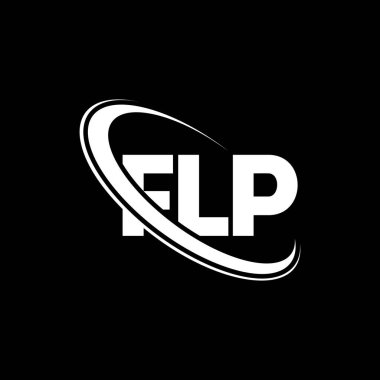 FLP logosu. FLP mektubu. FLP harf logosu tasarımı. Çember ve büyük harfli monogram logosuna bağlı FLP logosu. Teknoloji, iş ve emlak markası için FLP tipografisi.