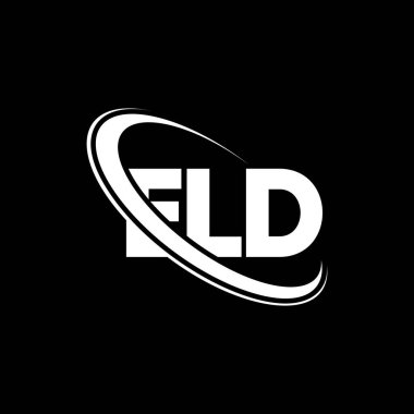 ELD logosu. ELD mektubu. ELD mektup logosu tasarımı. Çember ve büyük harfli monogram logosuyla birleştirilmiş ELD logosu. Teknoloji, iş ve emlak markası için ELD tipografisi.