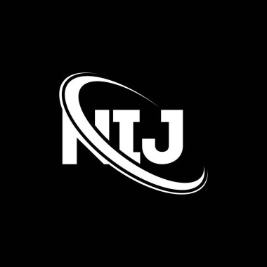 NIJ logosu. NIJ mektubu. NIJ mektup logosu tasarımı. Çember ve büyük harfli monogram logosu olan NIJ logosunun baş harfleri. Teknoloji, iş ve emlak markası için NIJ tipografisi.