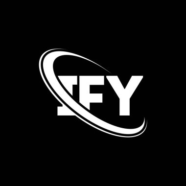 IFY logosu. IFY mektubu. IFY mektup logosu tasarımı. Daireye ve büyük harfli monogram logosuna bağlı ilk IFY logosu. Teknoloji, iş ve emlak markası için IFY tipografisi.
