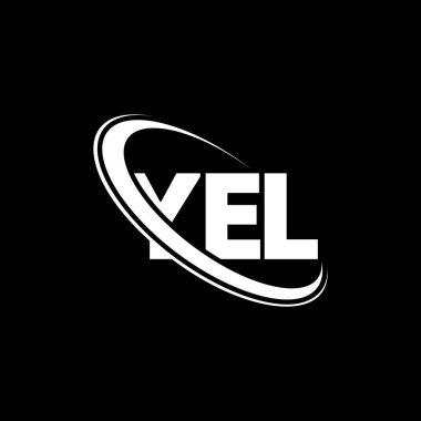 Evet, logo. Evet, mektup. YEL mektup logosu tasarımı. Çember ve büyük harfli monogram logosuna bağlı olan YEL logosu. Teknoloji, iş ve emlak markası için YEL tipografisi.