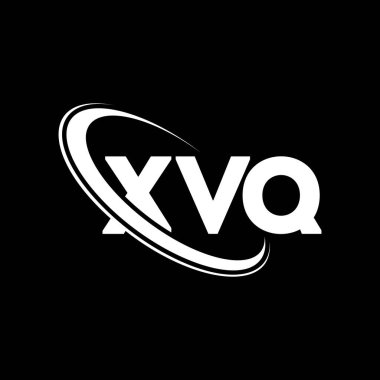 XVQ logosu. XVQ harfi. XVQ harf logosu tasarımı. Çember ve büyük harfli monogram logosuyla birleştirilmiş XVQ logosu. Teknoloji, iş ve emlak markası için XVQ tipografisi.