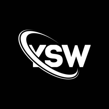 YSW logosu. YSW mektubu. YSW harfli logo tasarımı. Çember ve büyük harfli monogram logosuyla birleştirilmiş YSW logosu. Teknoloji, iş ve emlak markası için YSW tipografisi.