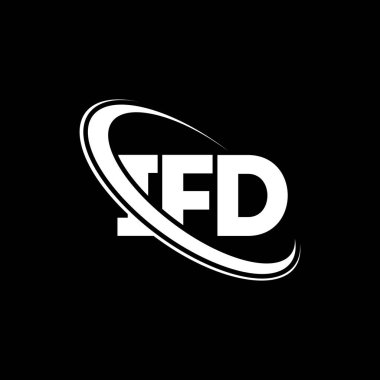 IFD logosu. IFD mektubu. IFD mektup logosu tasarımı. Çember ve büyük harfli monogram logosuna bağlı olan ilk IFD logosu. Teknoloji, iş ve emlak markası için IFD tipografisi.