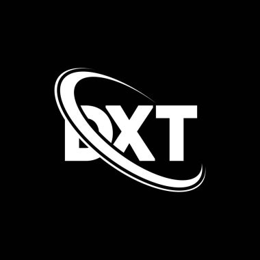 DXT logosu. DXT mektubu. DXT harf logosu tasarımı. Çember ve büyük harfli monogram logosuna bağlı baş harfler DXT logosu. Teknoloji, iş ve emlak markası için DXT tipografisi.