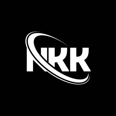 NKK logosu. NKK mektubu. NKK harf logosu tasarımı. Çember ve büyük harfli monogram logosuna bağlı baş harfler NKK logosu. Teknoloji, iş ve emlak markası için NKK tipografisi.