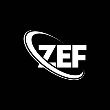 ZEF logosu. ZEF mektubu. ZEF mektup logosu tasarımı. Çember ve büyük harfli monogram logosuna bağlı baş harfler ZEF logosu. Teknoloji, iş ve emlak markası için ZEF tipografisi.