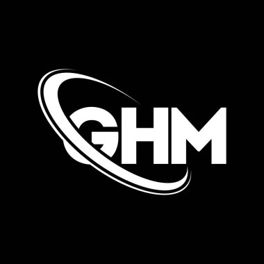GHM logosu. GHM mektubu. GHM mektup logosu tasarımı. Çember ve büyük harfli monogram logosuyla birleştirilmiş GHM logosu. Teknoloji, iş ve emlak markası için GHM tipografisi.