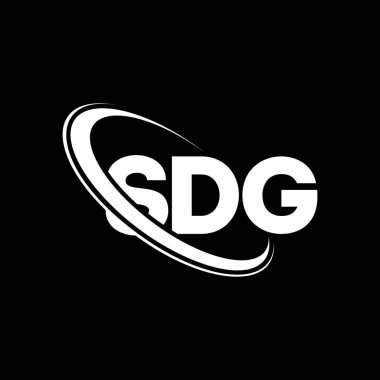 SDG logosu. SDG mektubu. SDG harf logosu tasarımı. Çember ve büyük harfli monogram logosuna bağlı baş harfler SDG logosu. Teknoloji, iş ve emlak markası için SDG tipografisi.