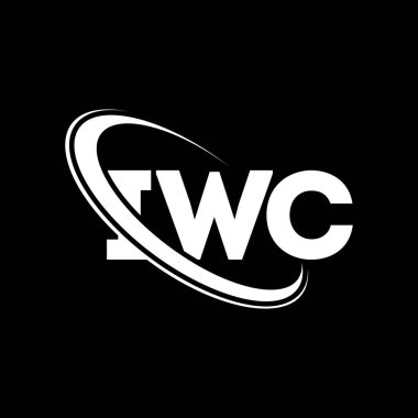 IWC logosu. IWC mektubu. IWC mektup logosu tasarımı. Çember ve büyük harfli monogram logosuna bağlı ilk IWC logosu. Teknoloji, iş ve emlak markası için IWC tipografisi.