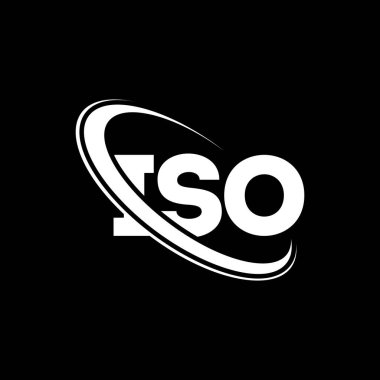 ISO logosu. ISO mektubu. ISO mektup logosu tasarımı. Çember ve büyük harfli monogram logosuyla ISO logosunun baş harfleri. Teknoloji, iş ve emlak markası için ISO tipografisi.