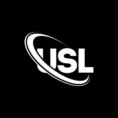 USL logosu. USL mektubu. USL mektup logosu tasarımı. Çember ve büyük harfli monogram logosuna bağlı USL logosu. Teknoloji, iş ve emlak markası için USL tipografisi.