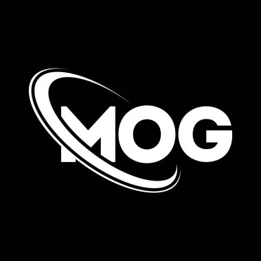 MOG logosu. MOG mektubu. MOG harf logosu tasarımı. Çember ve büyük harfli monogram logosuna bağlı ilk harfler MOG logosu. Teknoloji, iş ve emlak markası için MOG tipografisi.