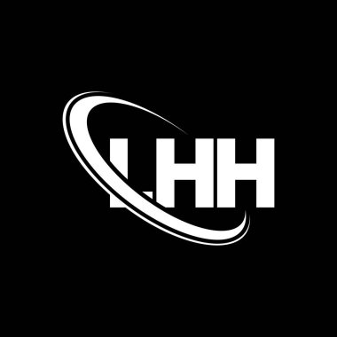 LHH logosu. LHH harfi. LHH harf logosu tasarımı. Çember ve büyük harfli monogram logosuyla birleştirilmiş ilk LHH logosu. Teknoloji, iş ve emlak markası için LHH tipografisi.